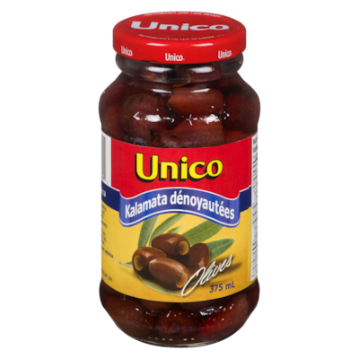 Unico Olives Kalamata dénoyautées 375 ml, 1,46 $/100ml