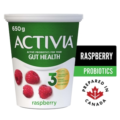 Activia Probiotic Yogurt, Raspberry 650 g, $0.61/100g