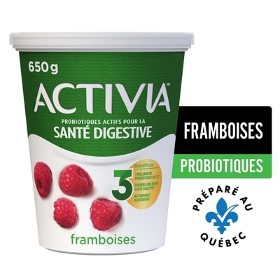 Activia Yogourt probiotique, saveur framboise 650 g, 0,65 $/100g