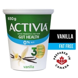 Activia Probiotic Yogurt, Vanilla, Fat Free 650 g, $0.54/100g