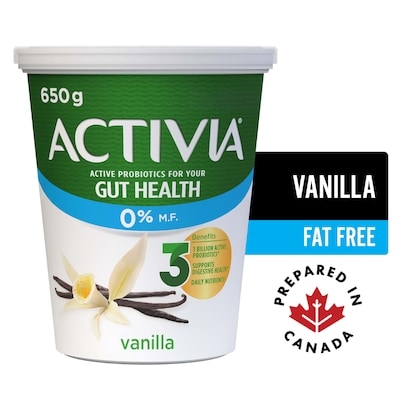 Activia Probiotic Yogurt, Vanilla, Fat Free 650 g, $0.62/100g