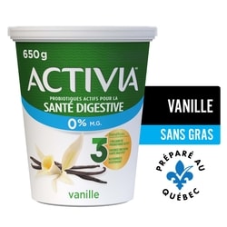 Activia Yogourt probiotique, sans matières grasses, saveur vanille 650 g, 0,54 $/100g