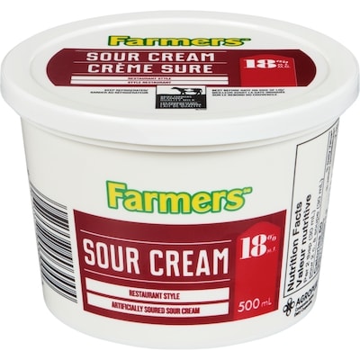 Farmers 18% Restaurant Style Sour  Cream 500 ml, $1.46/100ml