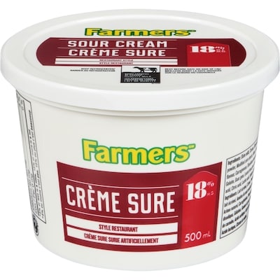 Farmers Crème sure de style restaurant 18%  500 ml, 1,46 $/100ml