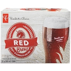 President's Choice Red Brew Dealcoholized Lager Beer  12x355.0 ml, $0.26/100ml