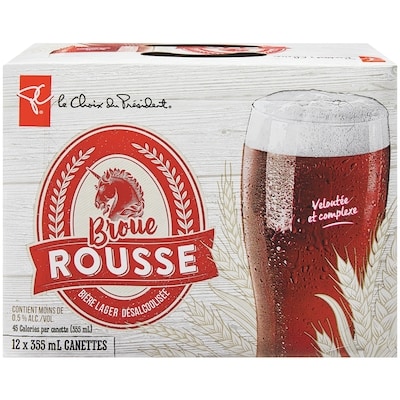 le Choix du Président Bière lager désalcoolisée broue rousse, 12 canettes 12x355.0 ml, 0,20 $/100ml