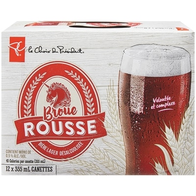 le Choix du Président Bière lager désalcoolisée broue rousse, 12 canettes 12x355.0 ml, 0,20 $/100ml