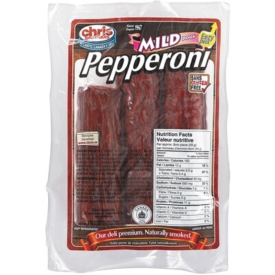 Chris Brothers Pepperoni doux 24,90 $/1kg 11,30 $/1lb
