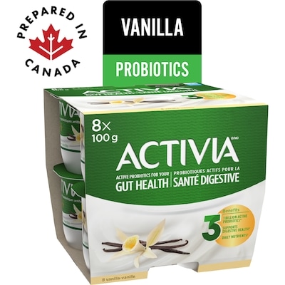 Activia Probiotic Yogurt, Vanilla 8x100.0 g, $0.62/100g