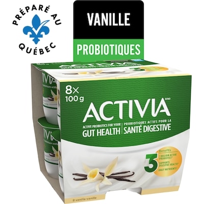 Activia Yogourt probiotique, saveur vanille, (emballage de 8) 8x100.0 g, 0,75 $/100g