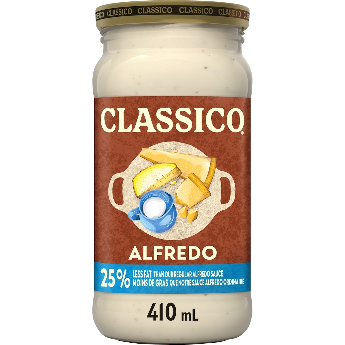 Classico Sauce pour pâtes alfredo moins de gras 410 ml, 0,73 $/100ml