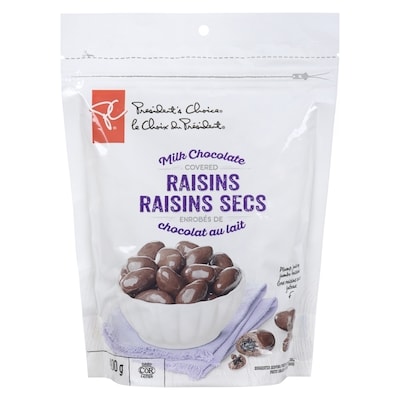 President's Choice Milk Chocolate Covered Raisins 400 g, $2.50/100g