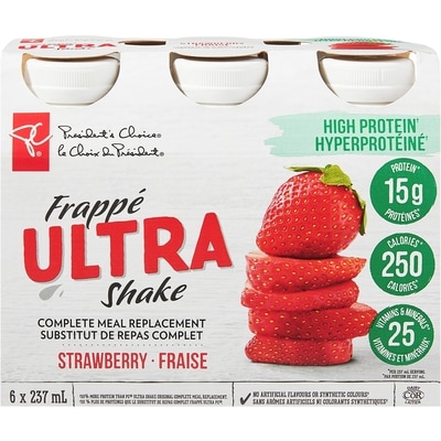 le Choix du Président Substitut de repas complet, frappé ultra à la fraise 6x237.0 ml, 0,77 $/100ml