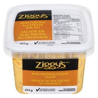 Ziggy’s Salade de macaroni au fromage 454 g, 0,99 $/100g