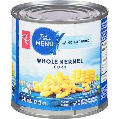 PC Blue Menu Whole Kernel Corn 341 ml, $0.59/100ml