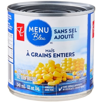 PC Menu Bleu Maïs à grains entiers  341 ml, 0,52 $/100ml