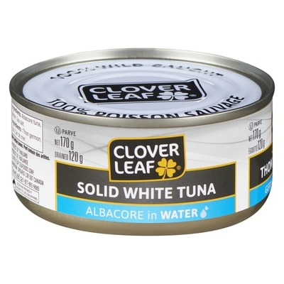 Clover Leaf Solid White Tuna Albacore in Water 170 g, $2.52/100g