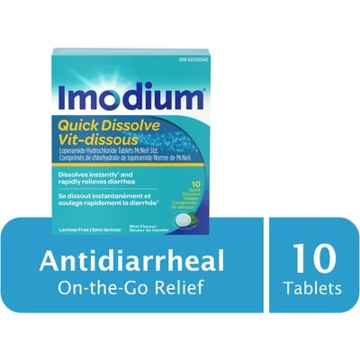 Imodium Quick Dissolve Diarrhea Relief 10 ea, $1.65/1ea