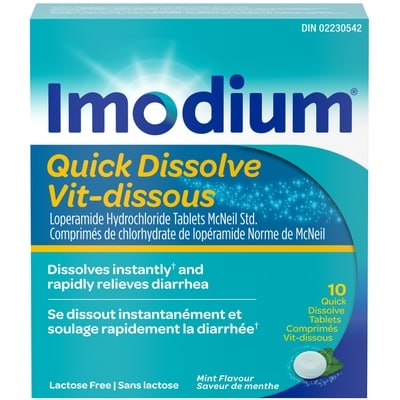 Imodium Vit-dissous 10 ea, 1,50 $/1ch