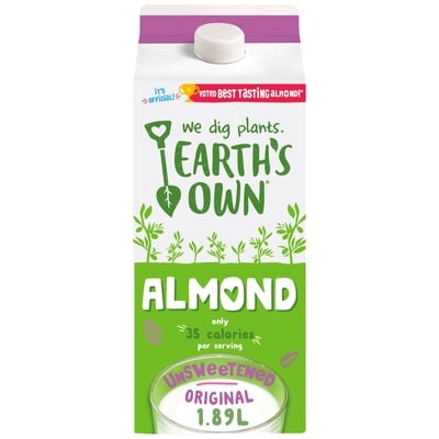 Earth's Own Original Unsweetened Almond Milk Alternative 1.89 l, $0.24/100ml