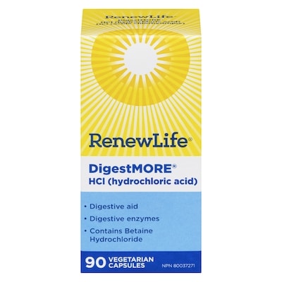 Renew Life DigestMORE with HCL, Digestive Enzyme 90 ea, $0.27/1ea