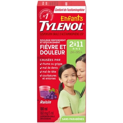 Tylenol Sirop Suspension pour enfants raisin 100 ml, 10,99 $/100ml