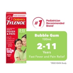 Tylenol Children's Fever & Pain Liquid Oral Suspension 160 mg/5 ml, Bubble Gum 100 ml, $10.00/100ml
