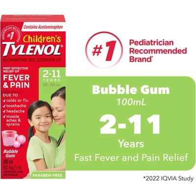 Tylenol Children's Suspension Liquid, Bubble Gum 100 ml, $11.49/100ml