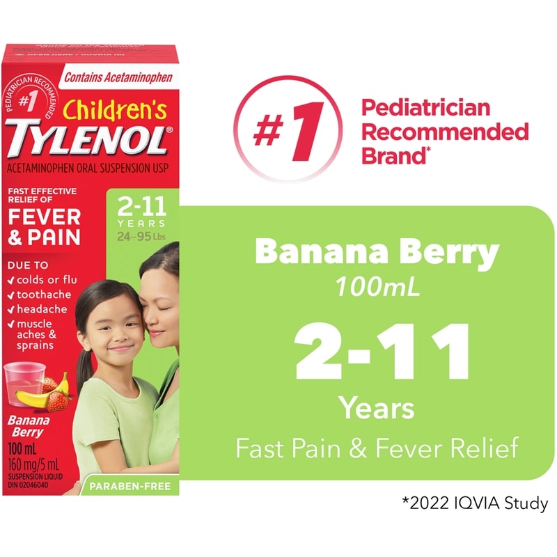Tylenol Children's Suspension Liquid, Banana 100 ml Zehrs - Main Image