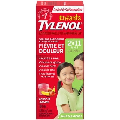 Tylenol Sirop Suspension pour enfants banane 100 ml, 10,49 $/100ml