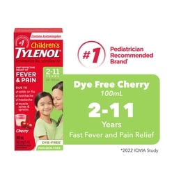 Tylenol pour enfants, suspension orale d'acétaminophène, sans colorant, cerise 100 ml, 10,49 $/100ml