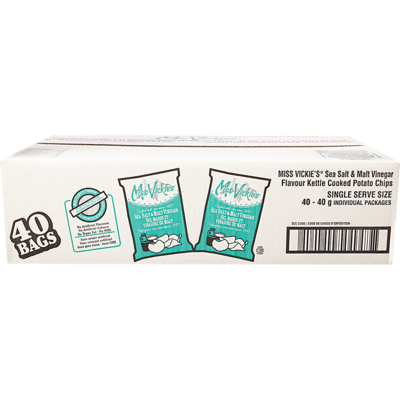 Miss Vickies Kettle Cooked Potato Chips, Sea Salt & Malt Vinegar, Vending Chips 40x40.0 g, $1.94/100g