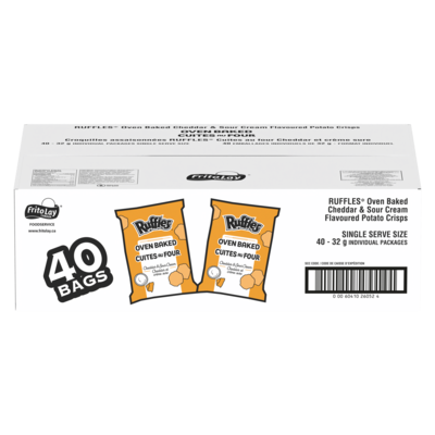 Ruffles Oven Baked Potato Chips, Cheddar & Sour Cream, Vending Chips 40x32.0 g, $2.50/100g