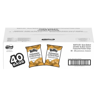 Ruffles Oven Baked Potato Chips, Cheddar & Sour Cream, Vending Chips 40x32.0 g, $2.66/100g