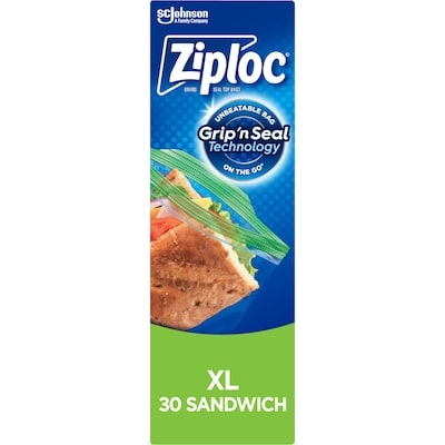 Ziploc Extra Large Sandwich Bags with Grip 'n Seal Technology 30 ea, $0.18/1ea