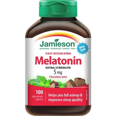 Jamieson Melatonin Fast Dissolving Chocolate Mint Tablets 5 mg, 100 Count 100 ea, $0.10/1ea