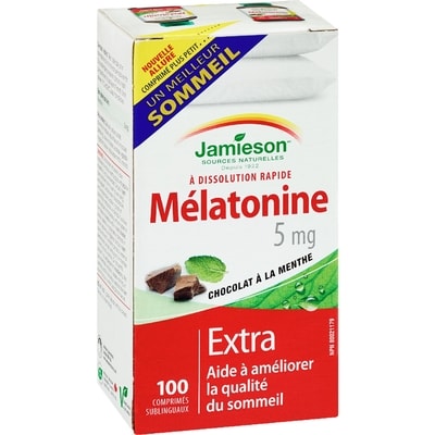 Mélatonine 5 mg Comprimés à dissolution rapide - Chocolat à la menthe, 100 count