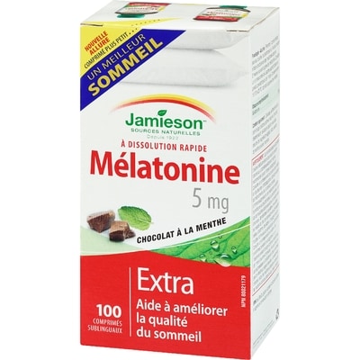 Mélatonine 5 mg Comprimés à dissolution rapide - Chocolat à la menthe, 100 count