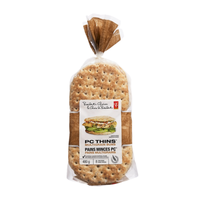 President's Choice Thins Buns Multigrain 8x60.0 g, $0.94/100g