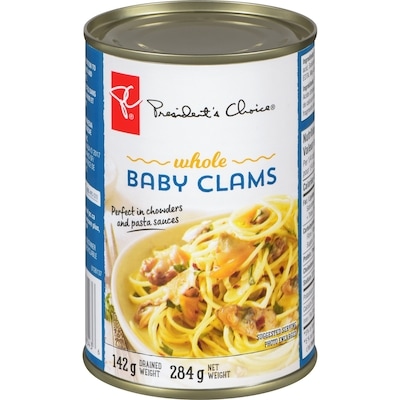 President's Choice Whole Baby Clams 142 g, $1.06/100g