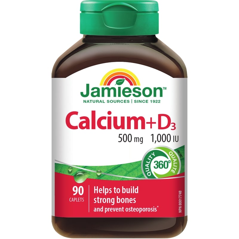 Calcium Vitamin D3 1,000 IU Caplets, 500 mg