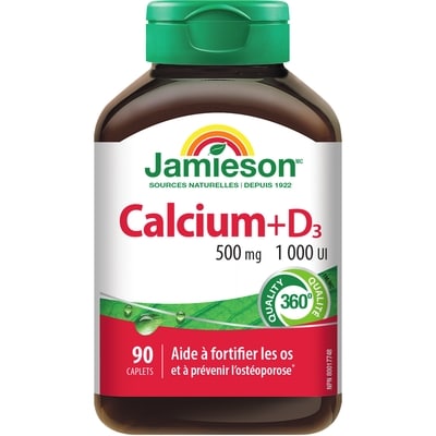 Jamieson Calcium 500 mg + Vitamine D3 1 000 UI 90 ea, 0,16 $/1ch
