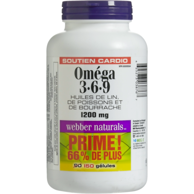 Webber Naturals Oméga-3-6-9 150 ea, 0,11 $/1ch