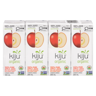 Kiju Organic 100% Pure Apple Juice Boxes 4x200.0 ml, $0.62/100ml