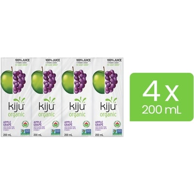 Kiju Boîtes de jus de fruits pomme et raisin biologique  4x200.0 ml, 0,62 $/100ml