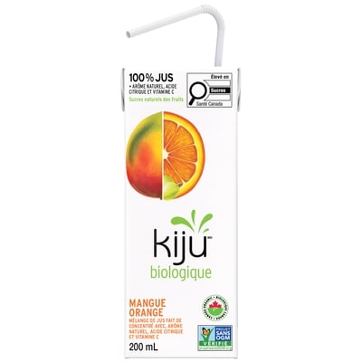 Boîtes de jus de fruits mangue et orange