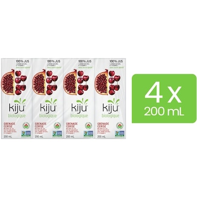 Kiju Organic Pomegranate Cherry Fruit Juice Boxes 4x200.0 ml, $0.62/100ml