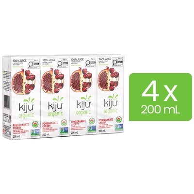 Kiju Organic Pomegranate Cherry Fruit Juice Boxes 4x200.0 ml, $0.62/100ml