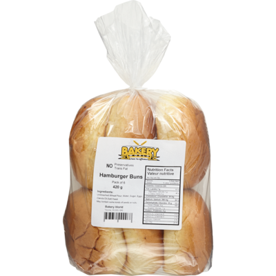 Bakery World Hamburger Buns 540 g, $0.74/100g