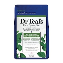 Dr. Teal’s Solution de bain au sel d'epsom pur, Relaxe et Soulage d'Eucalyptus et de Menthe Verte Huiles Essentielles 1.36 kg, 0,82 $/100g